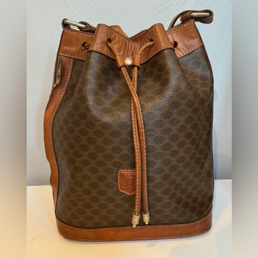 Celine Brown Leather Bucket Bag